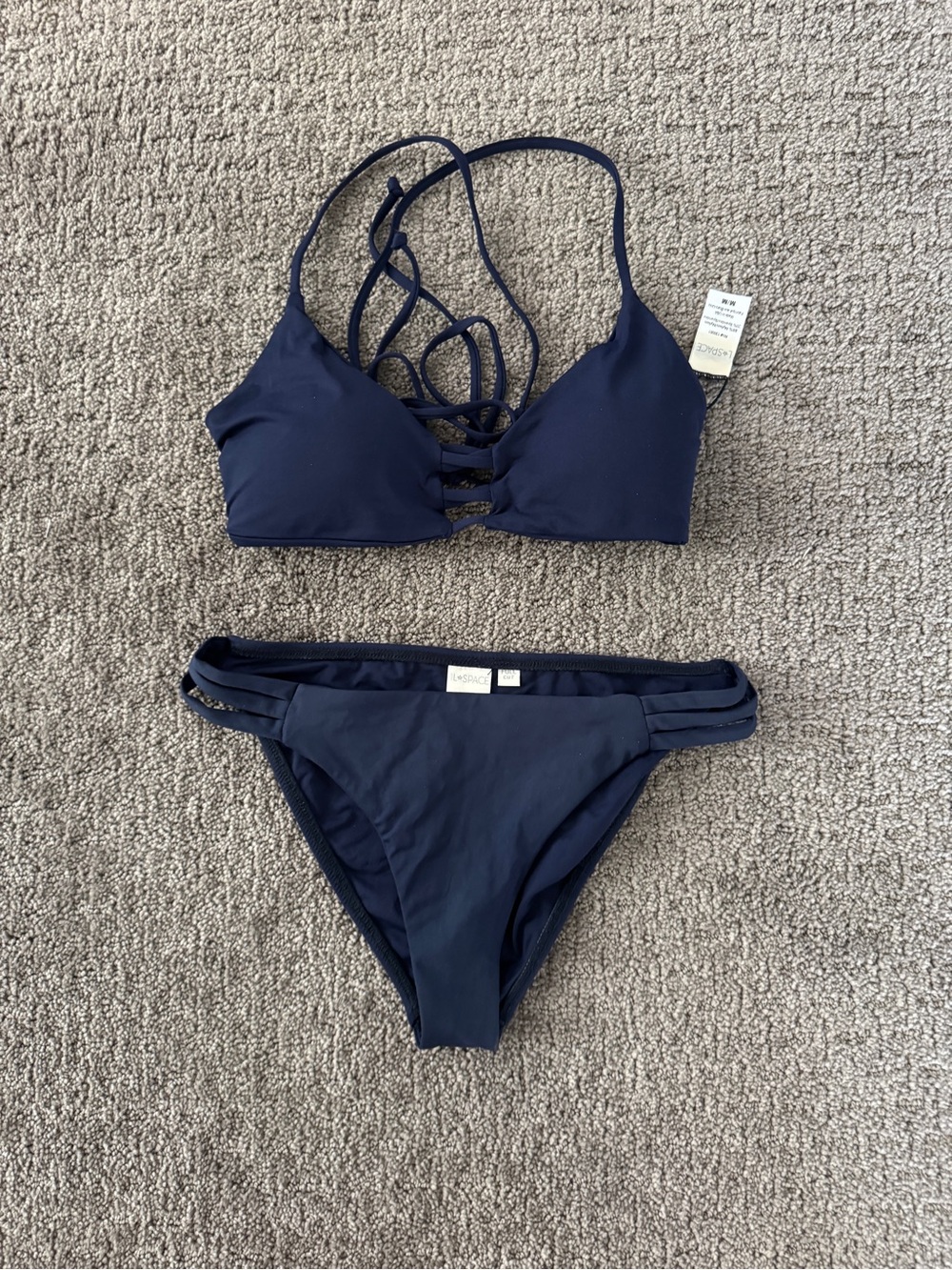 l*space Navy Strappy Crisscross Bikini